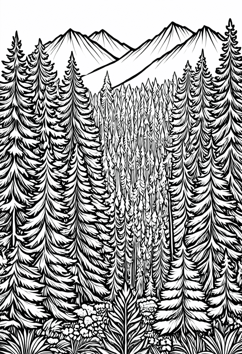 Forest in the Snow — free printable coloring page to download and print