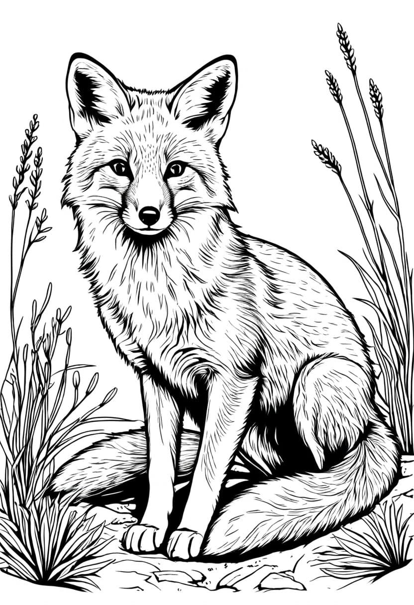 Fox in the Wild — free printable coloring page to download and print