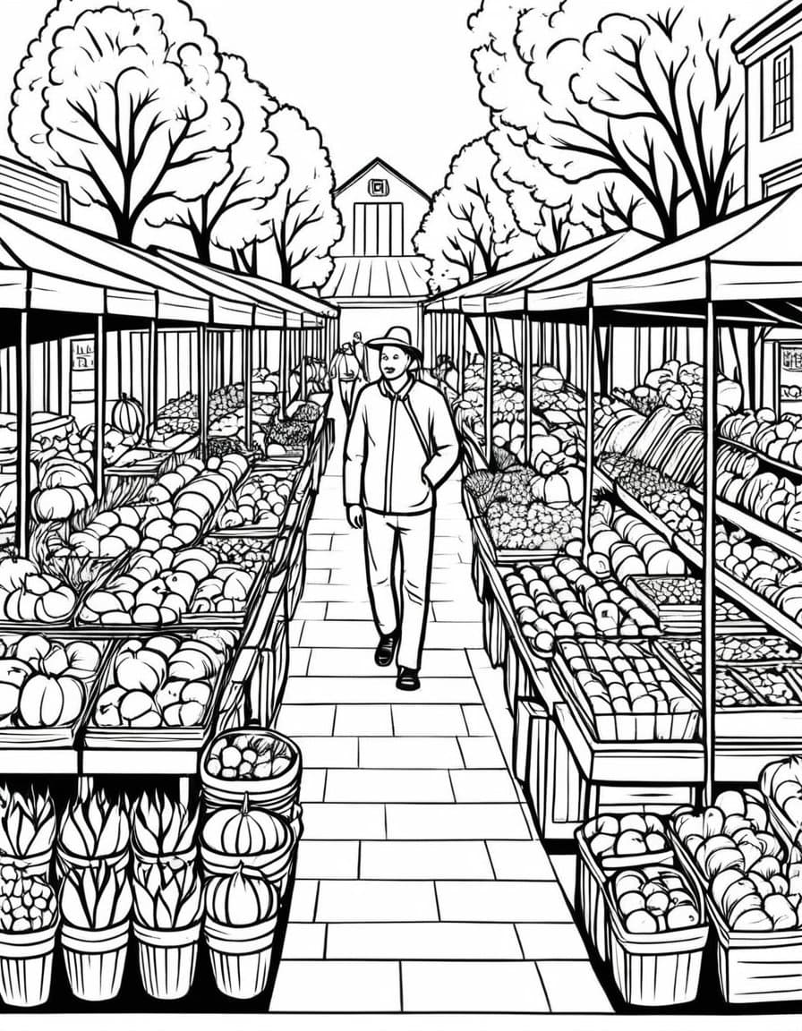 Fresh Market Harvest — free printable coloring page to download and print