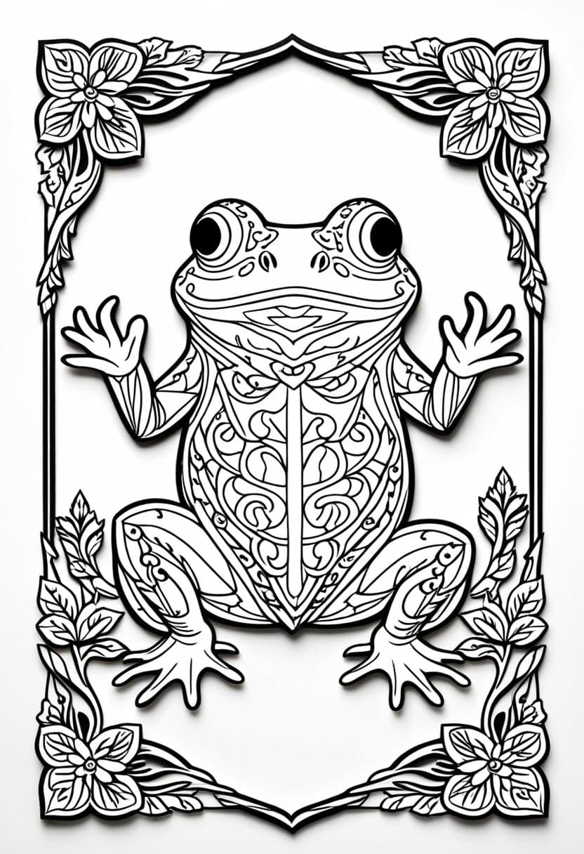 Frog Art — free printable coloring page to download and print