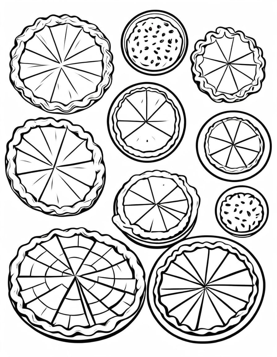 Fruit Pie Variety — free printable coloring page to download and print