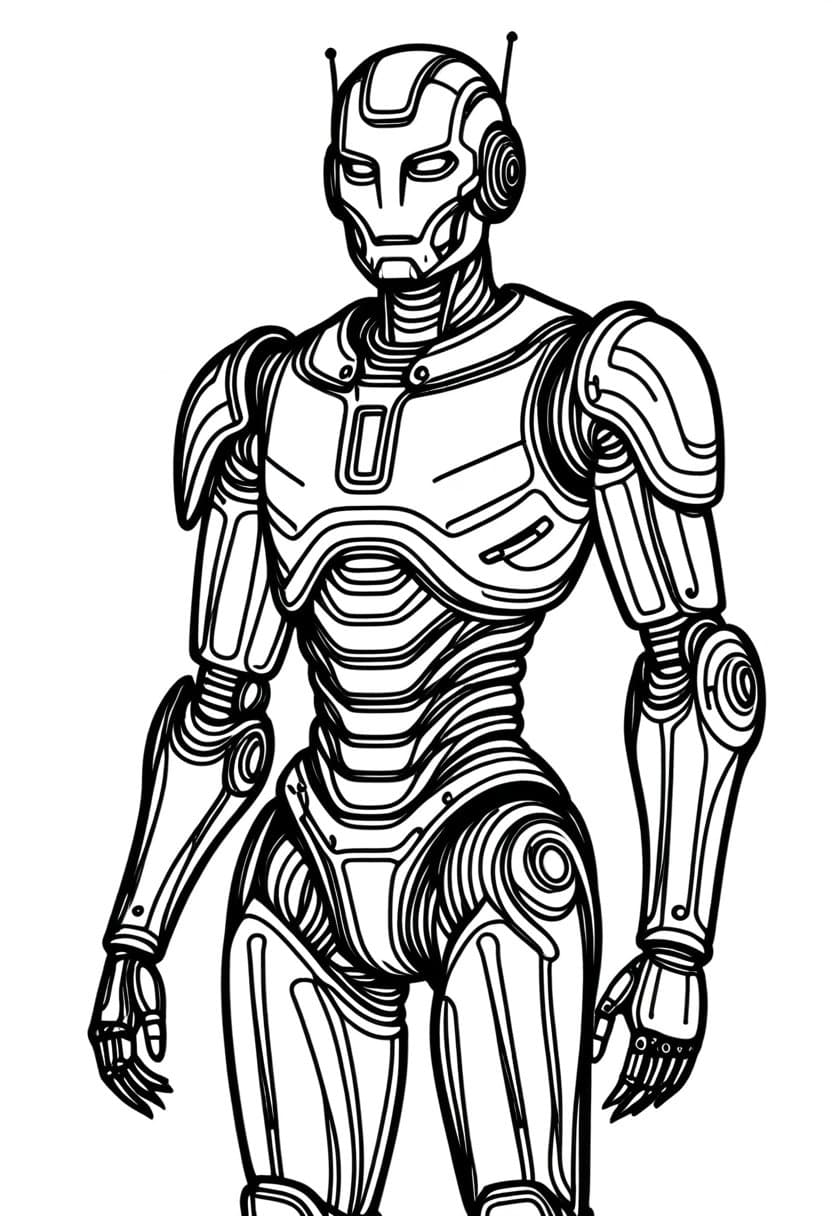 Futuristic Robot Sheet — free printable coloring page to download and print