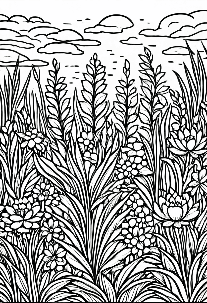 Garden Blossoms — free printable coloring page to download and print