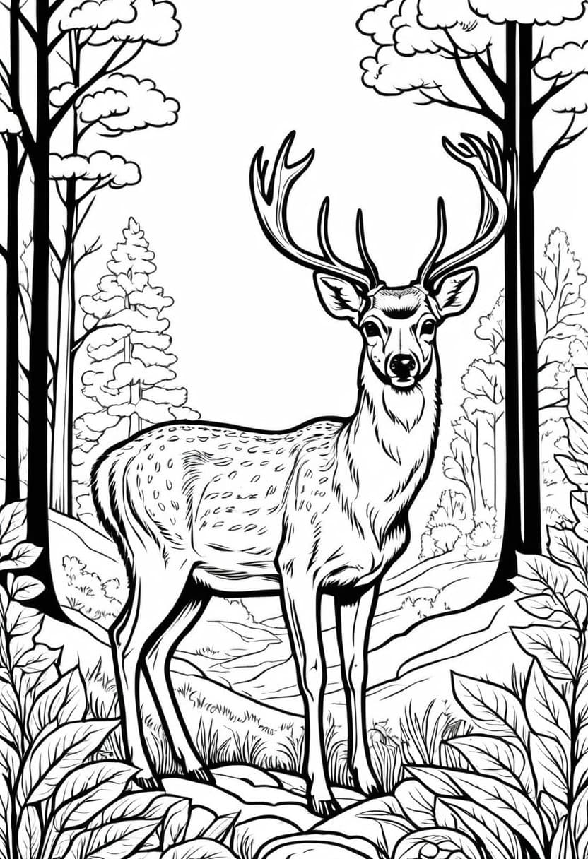 Gentle Forest Deer — free printable coloring page to download and print