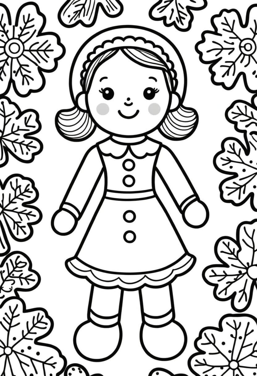 Gingerbread Doll — free printable coloring page to download and print