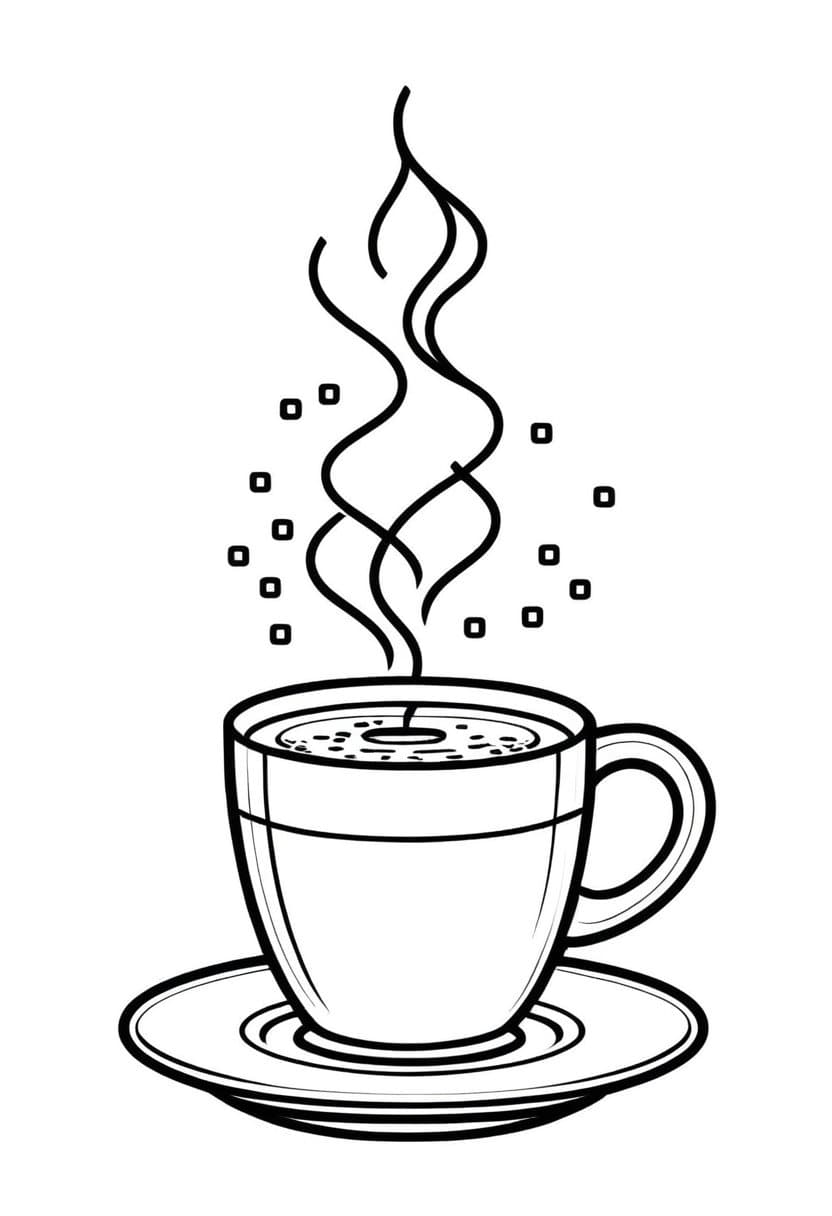 Glowing Coffee Cup Sheet — free printable coloring page to download and print