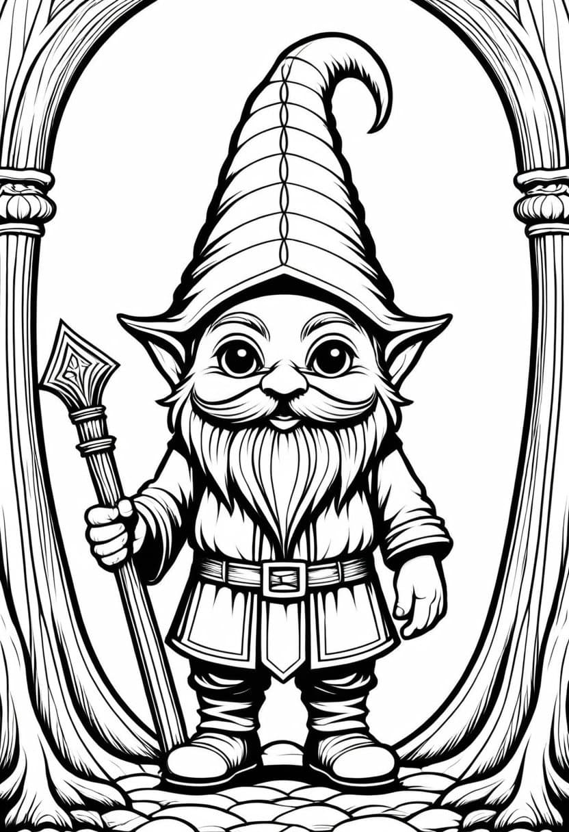 Gothic Gnome — free printable coloring page to download and print