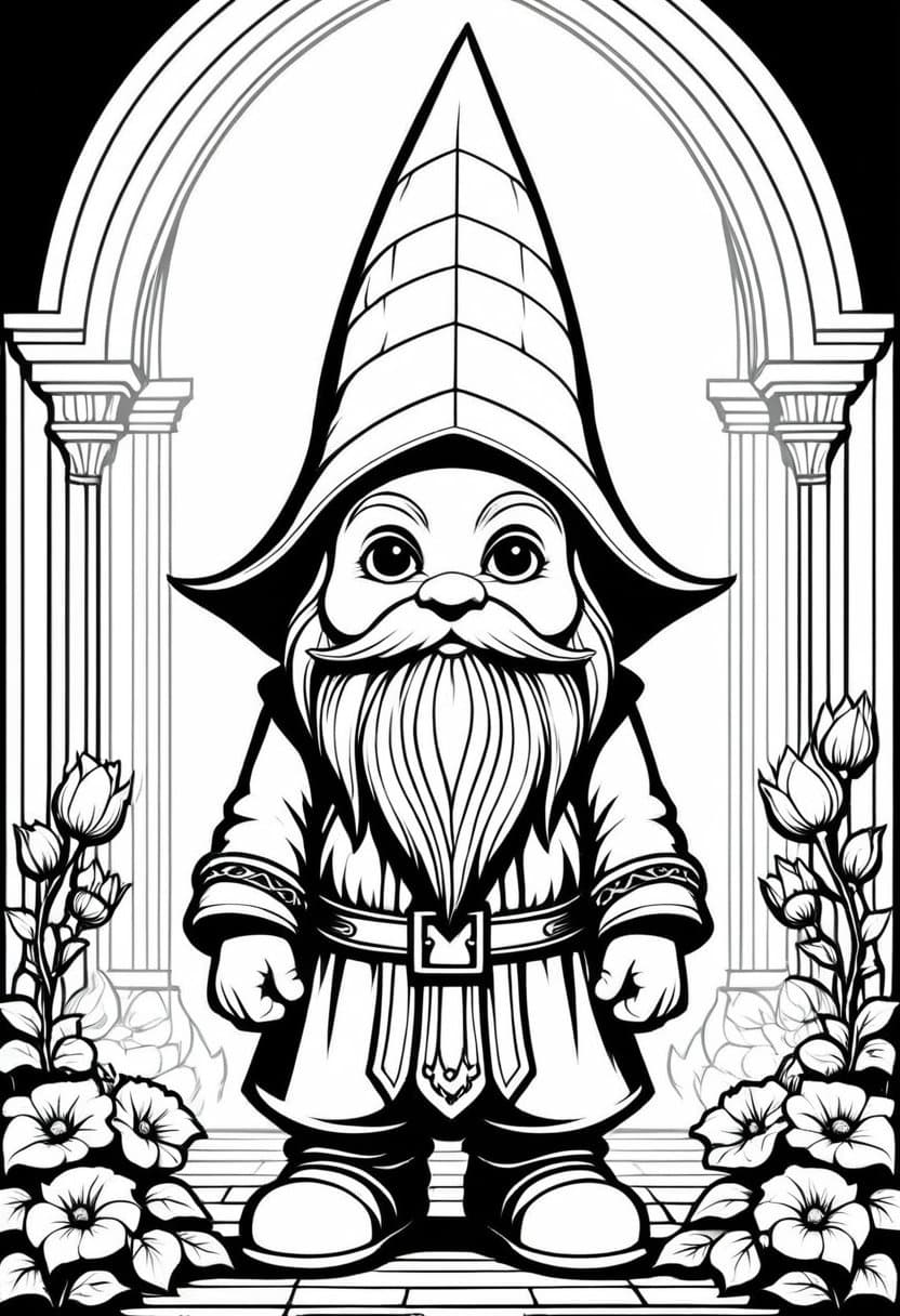 Gothic Gnome Sheet — free printable coloring page to download and print