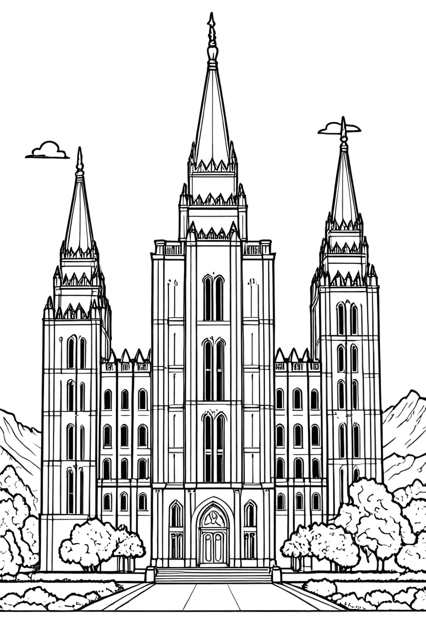 Gothic Temple — free printable coloring page to download and print