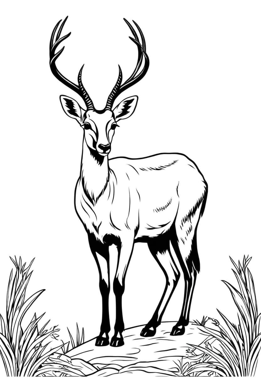 Graceful Deer Art — free printable coloring page to download and print