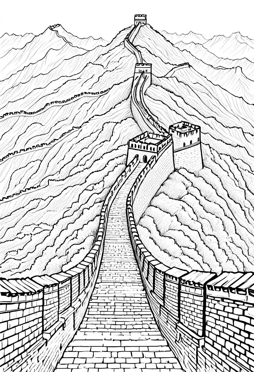 Great Wall Adventure — free printable coloring page to download and print