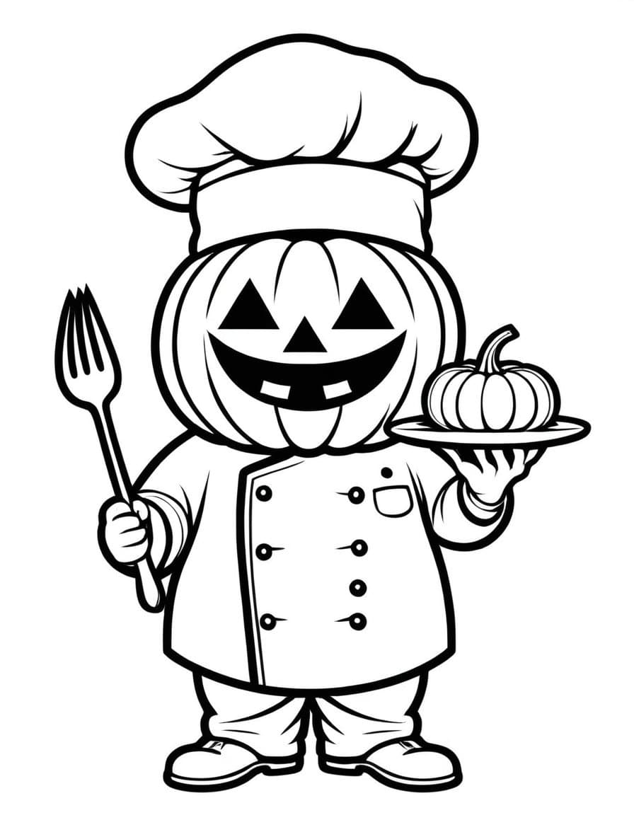 Halloween Chefs Delight — free printable coloring page to download and print