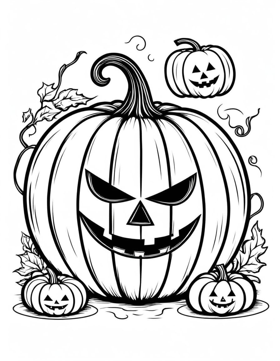 Halloween Pumpkin Art — free printable coloring page to download and print