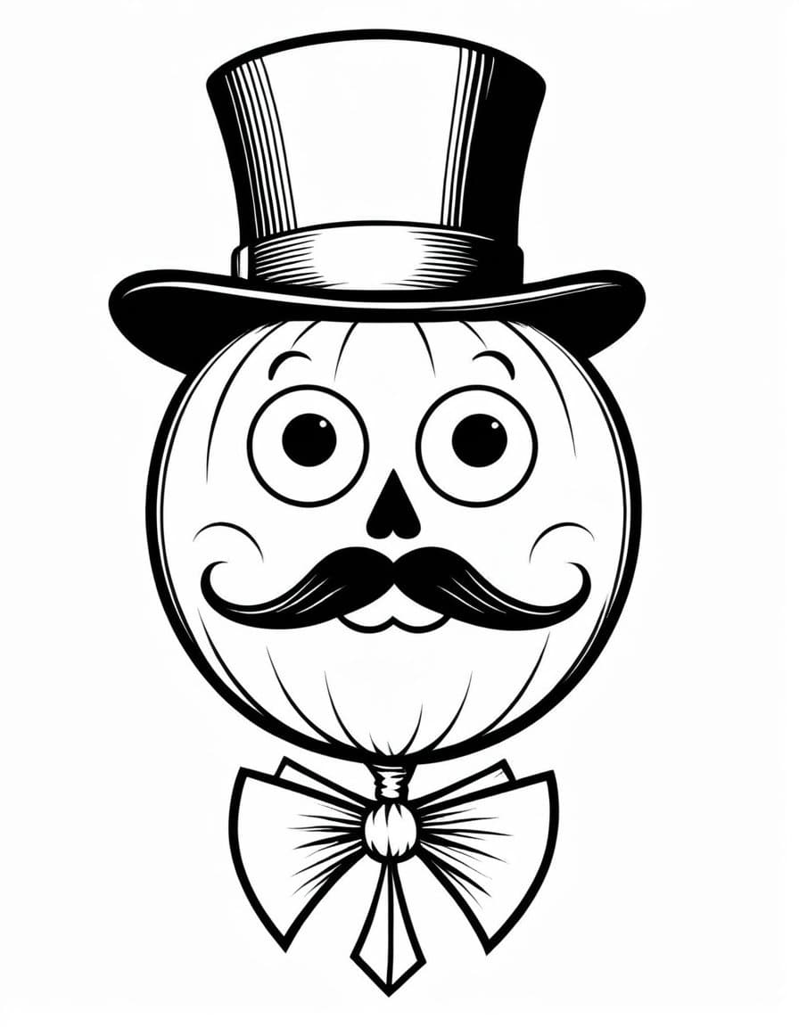 Halloween Pumpkin Caricature — free printable coloring page to download and print