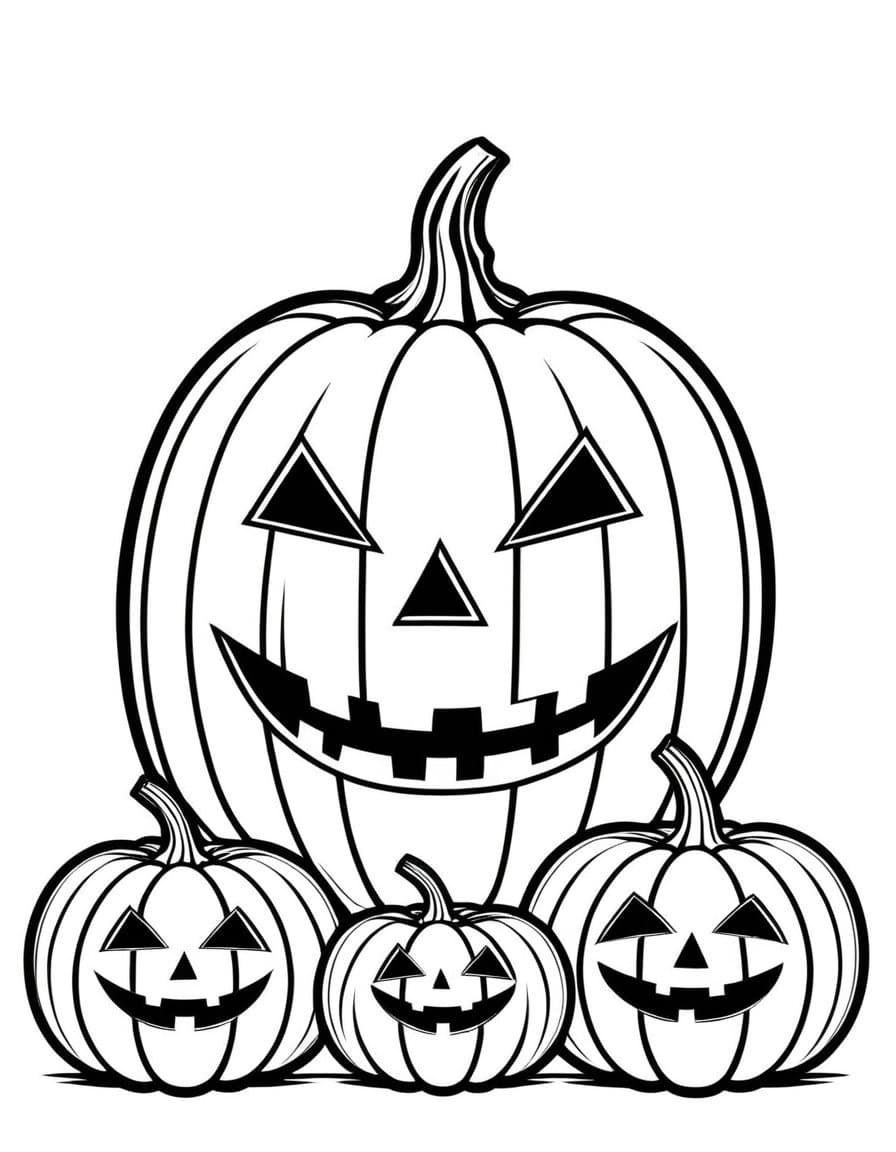 Halloween Pumpkin Carvings — free printable coloring page to download and print
