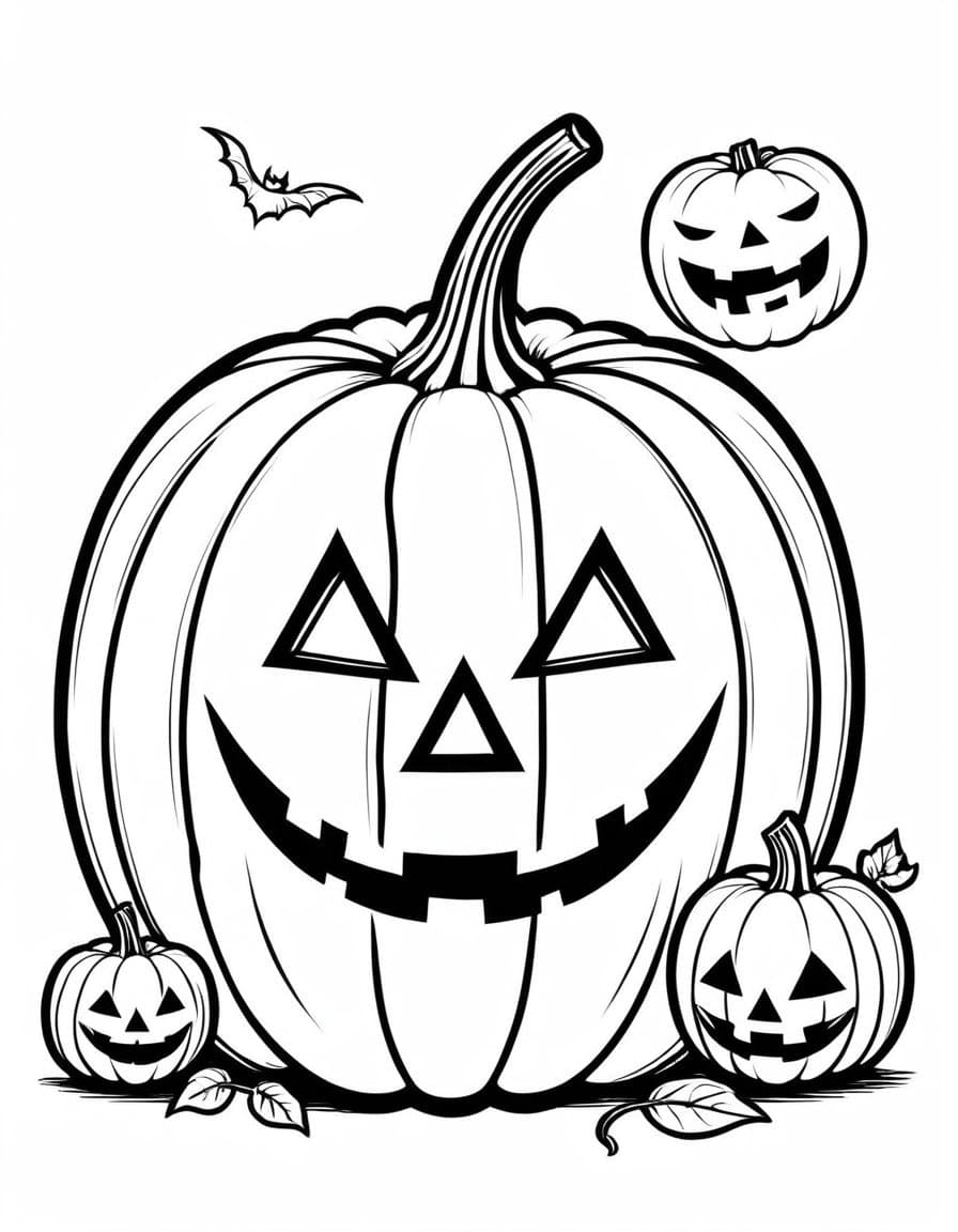 Halloween Pumpkin Display — free printable coloring page to download and print