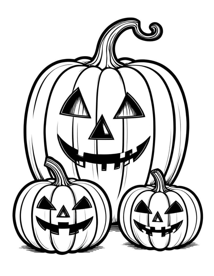 Halloween Pumpkin Pals — free printable coloring page to download and print