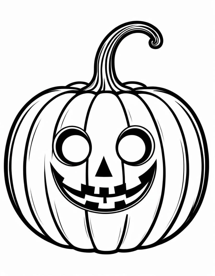 Halloween Pumpkin Skull Smile — free printable coloring page to download and print