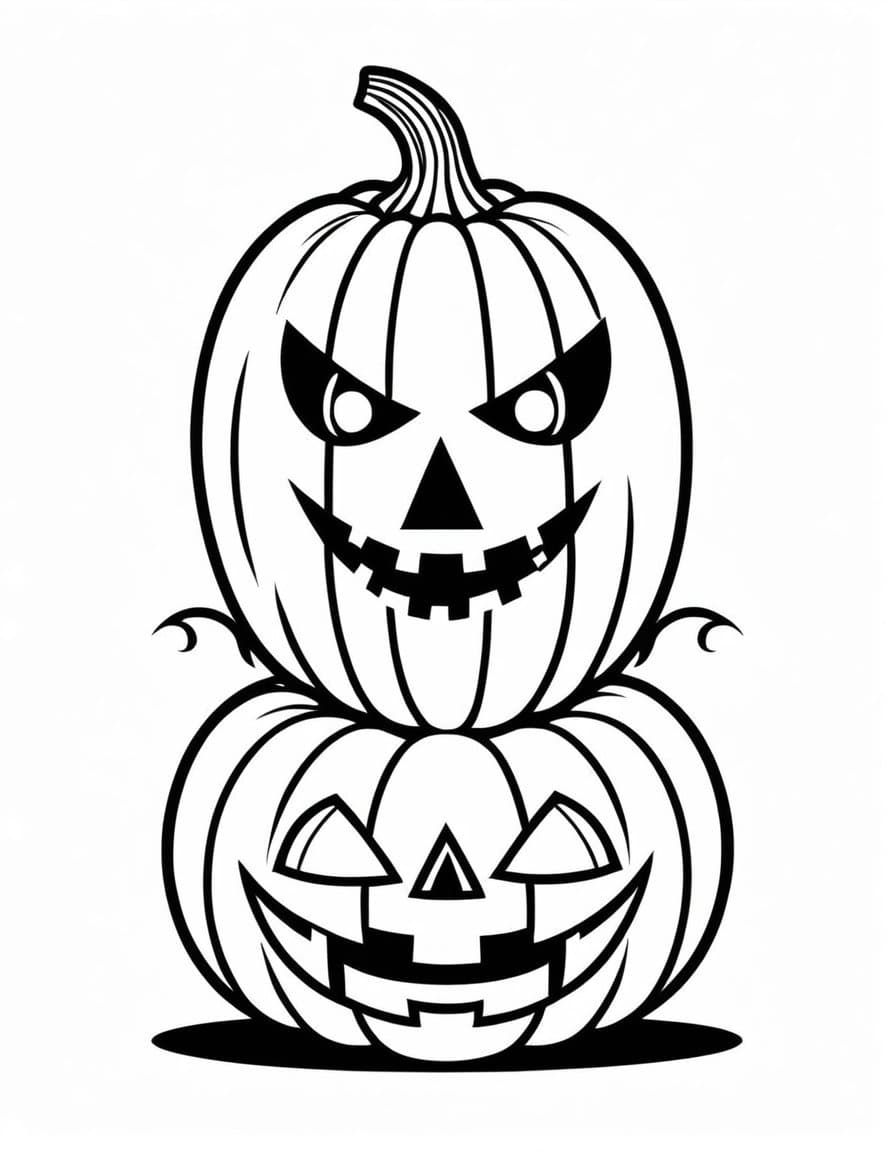 Halloween Pumpkins — free printable coloring page to download and print
