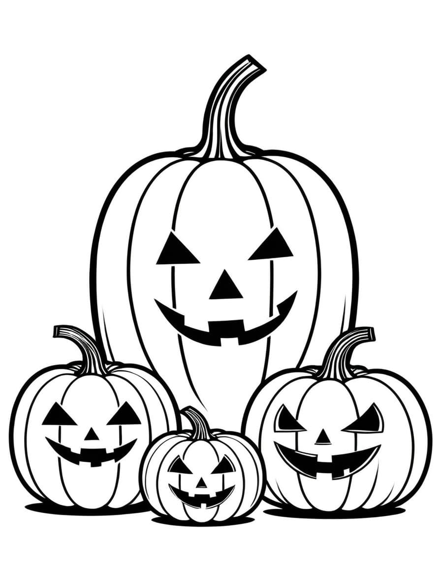 Halloween Pumpkins — free printable coloring page to download and print