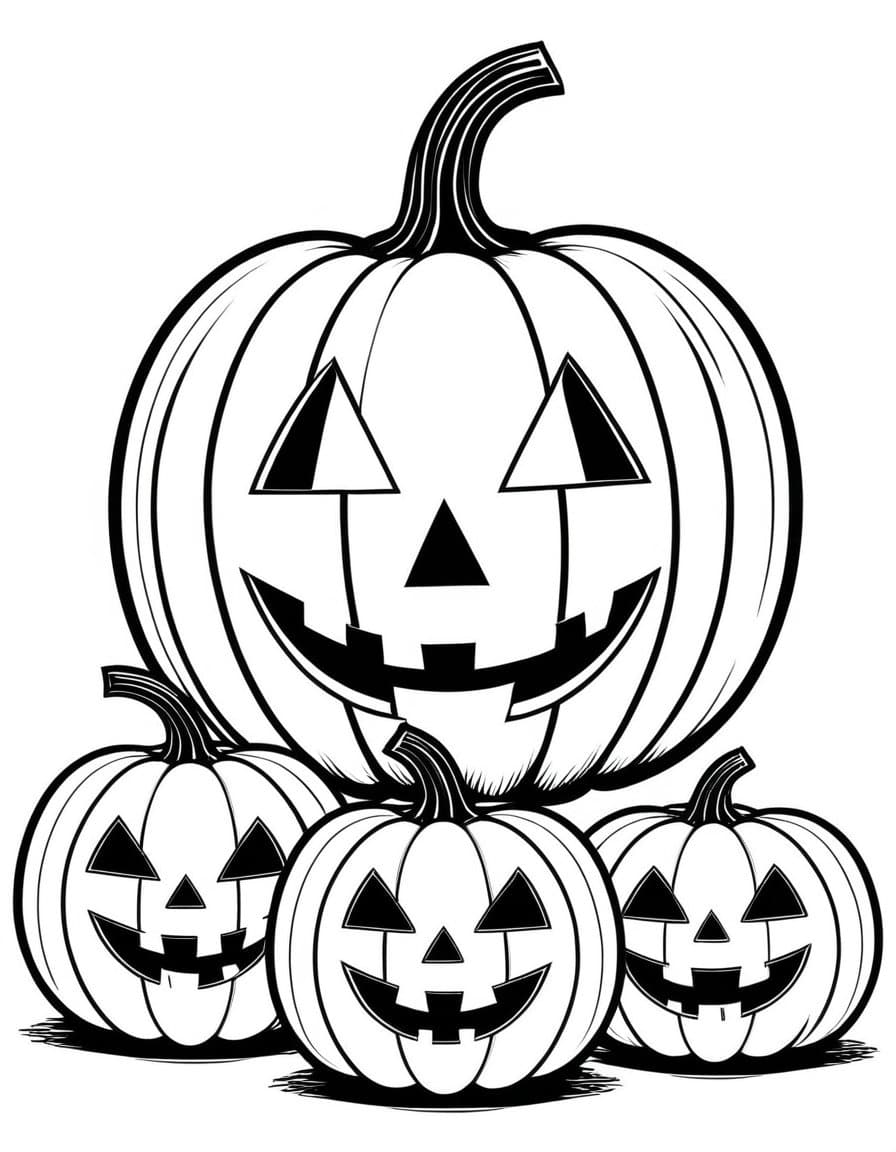 Halloween Pumpkins Party — free printable coloring page to download and print
