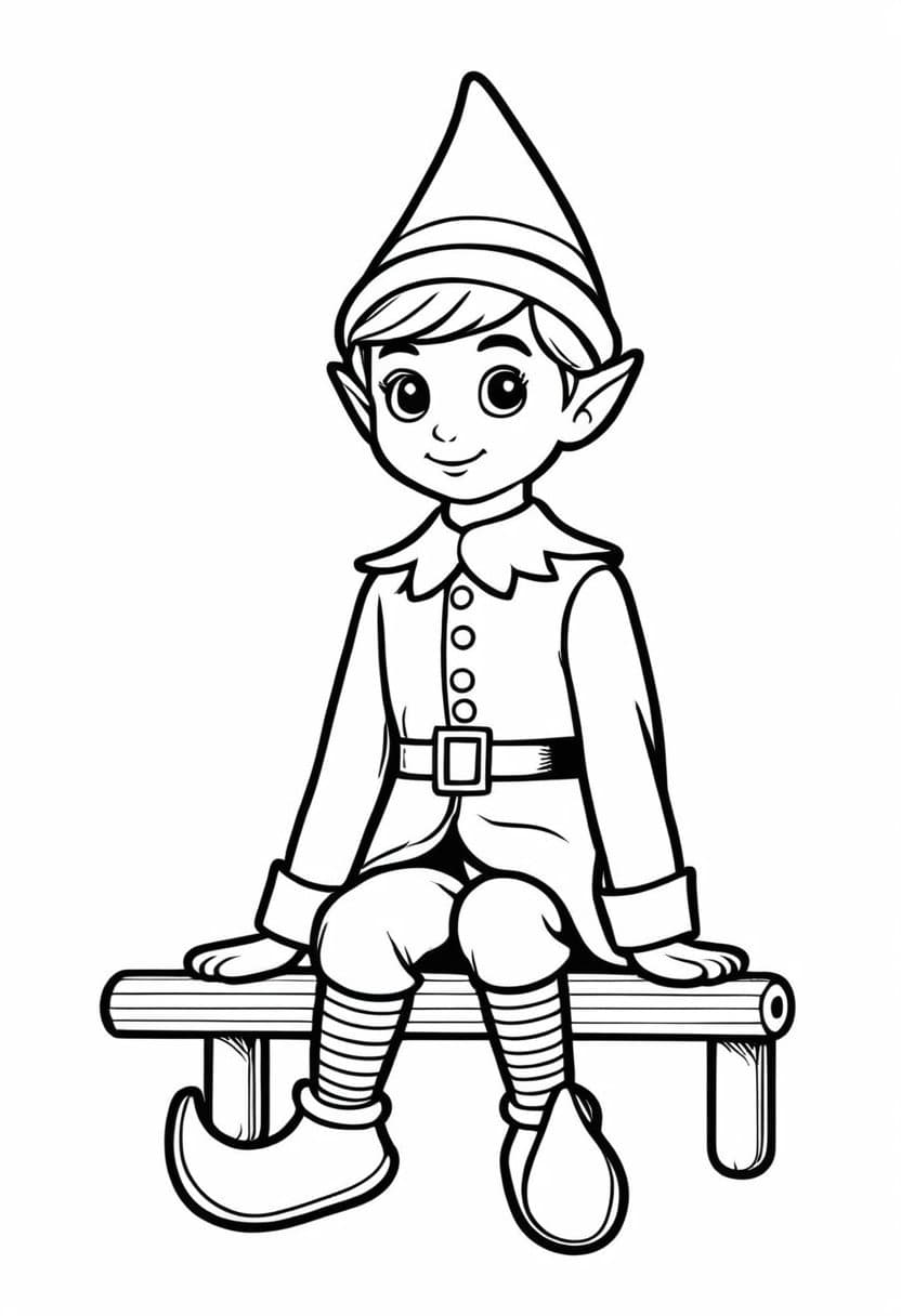 Happy Gnome Christmas — free printable coloring page to download and print