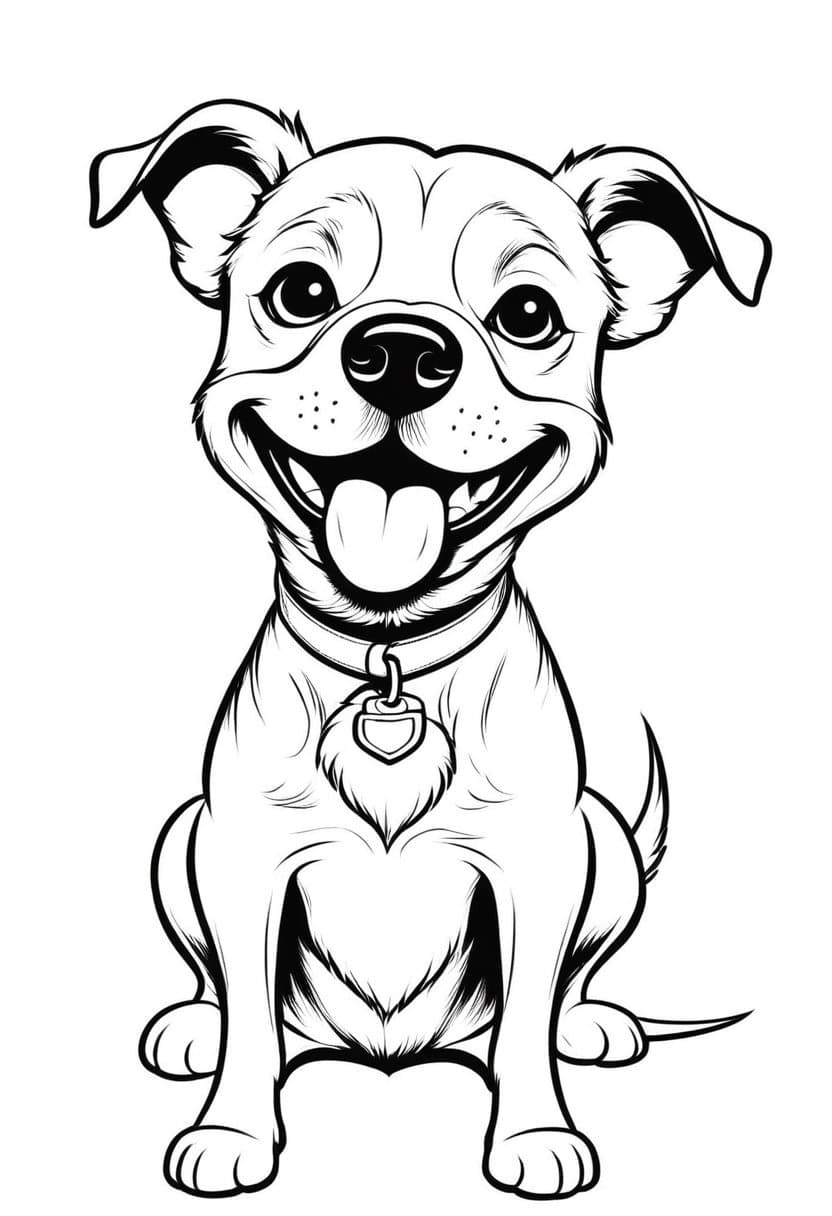 Happy Puppy — free printable coloring page to download and print