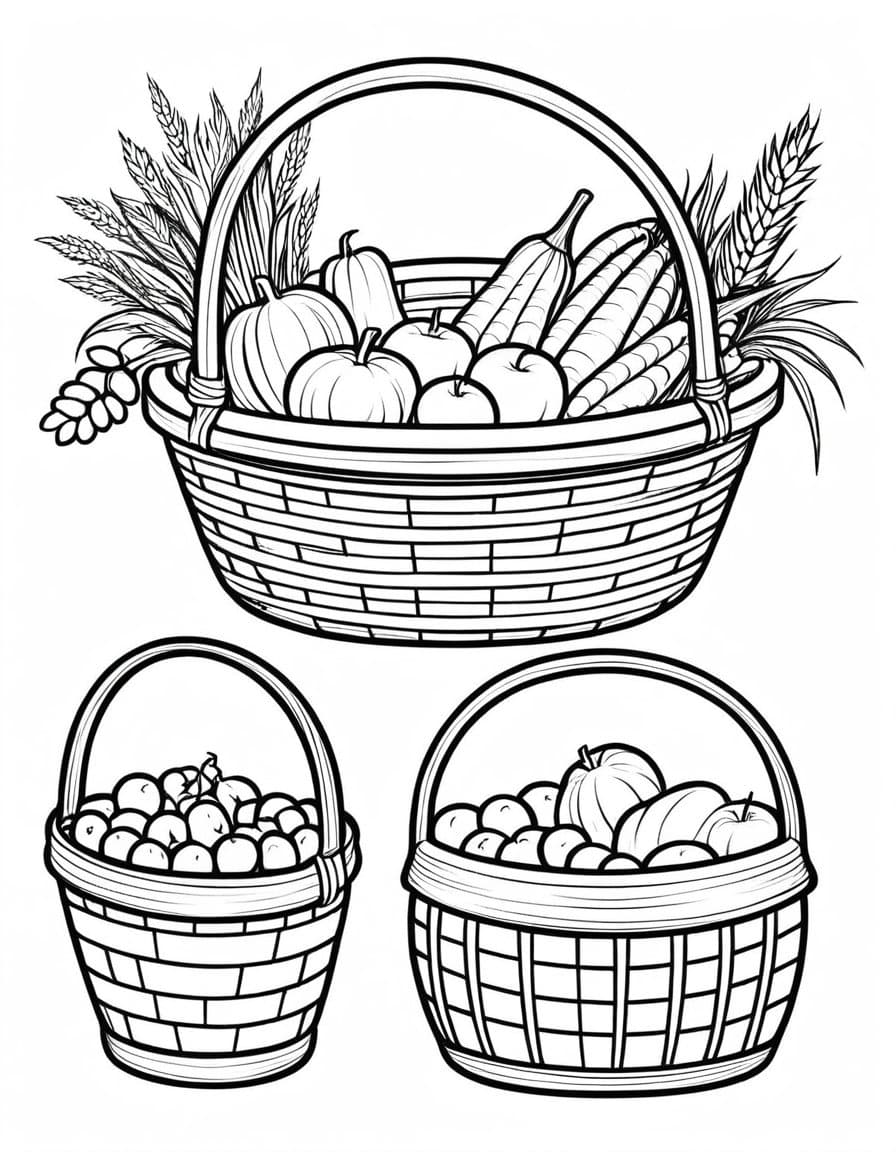 Harvest Basket Collection — free printable coloring page to download and print