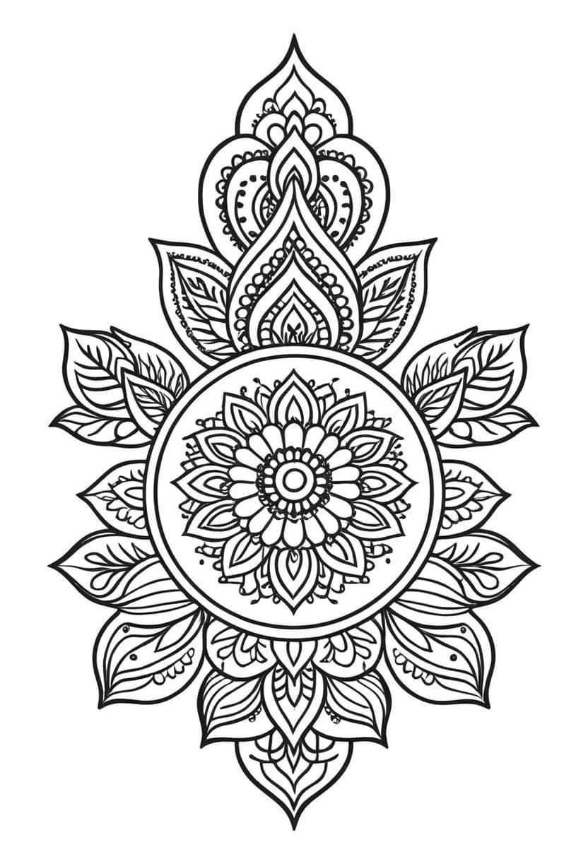 Henna Art Mandala — free printable coloring page to download and print