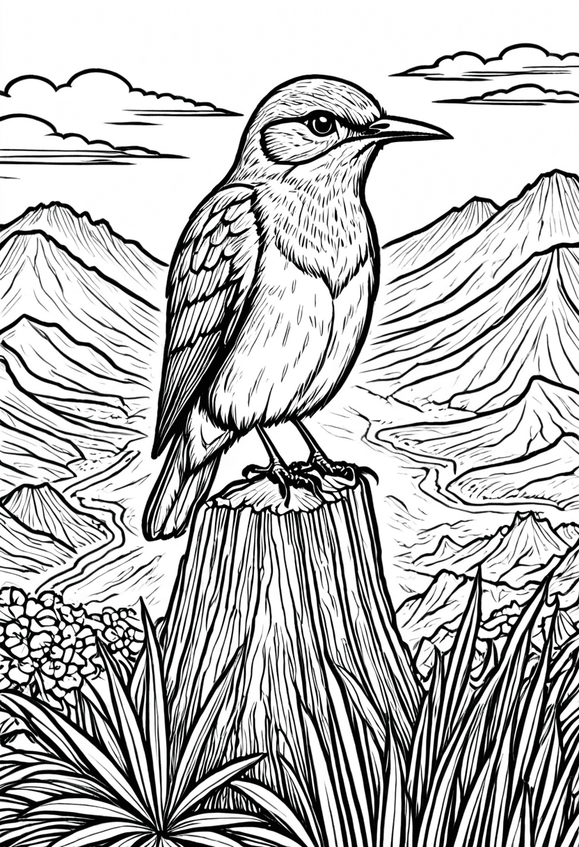 Highland Birdwatching — free printable coloring page to download and print