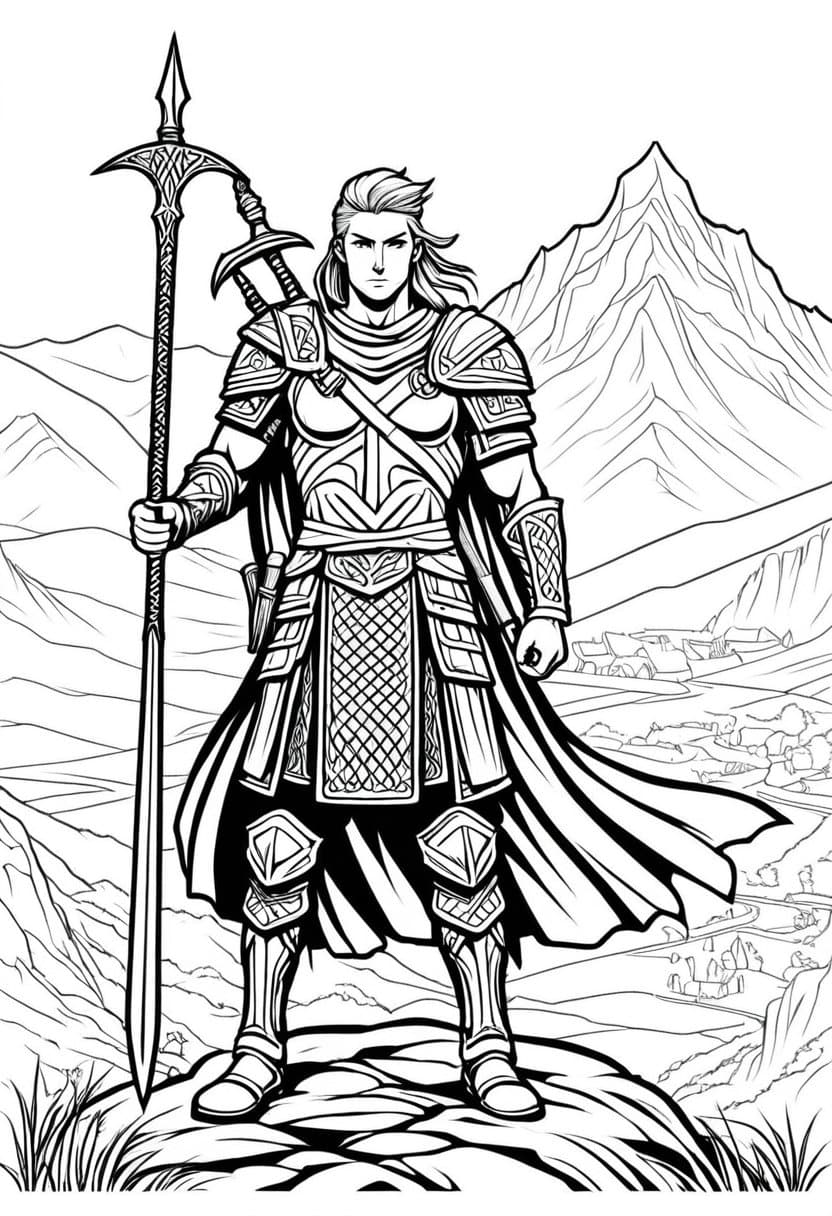 Highland Warrior — free printable coloring page to download and print