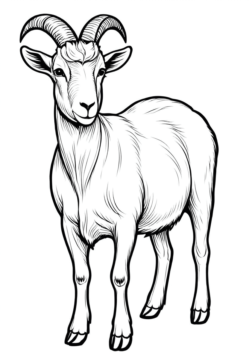 Hillside Ram — free printable coloring page to download and print