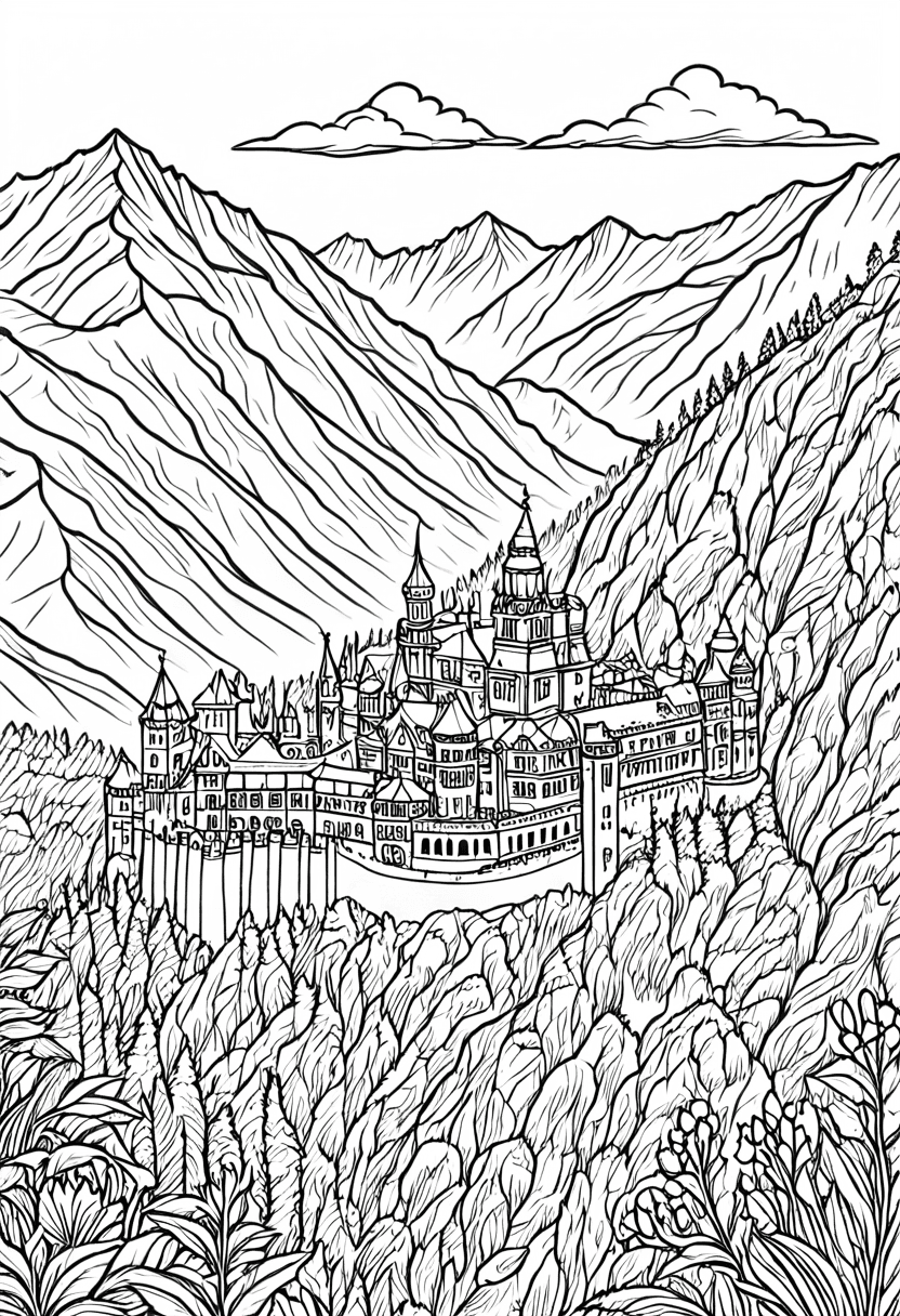 Himalayan Fortress Artwork — free printable coloring page to download and print