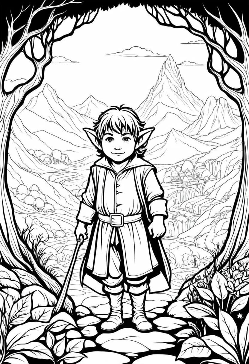 Hobbit Adventure — free printable coloring page to download and print