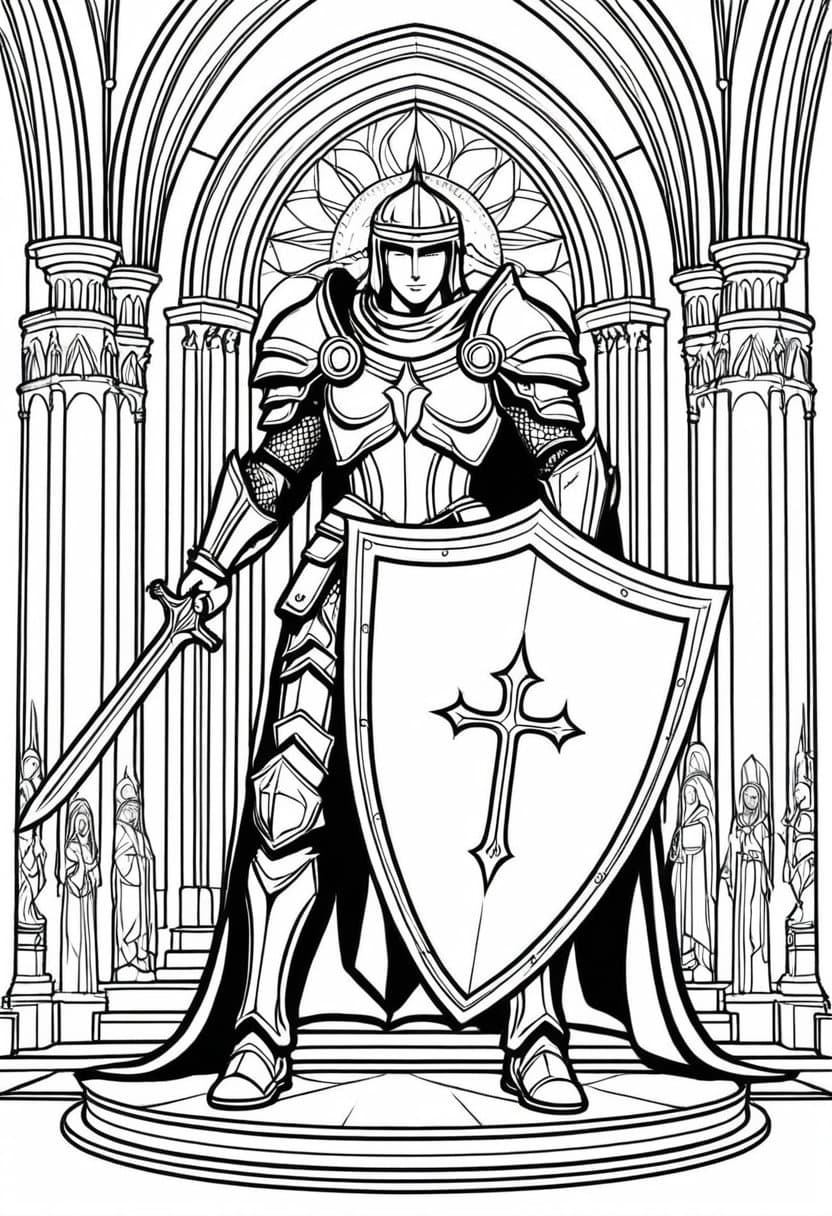 Holy Paladins Shield — free printable coloring page to download and print
