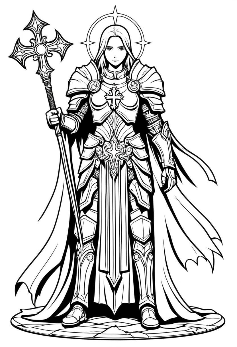 Holy Warrior — free printable coloring page to download and print