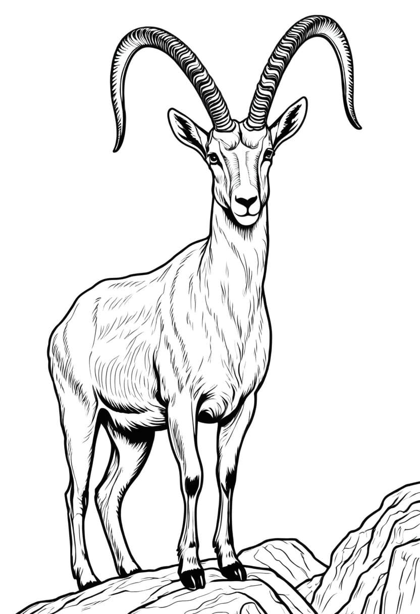 Ibex Portrait — free printable coloring page to download and print