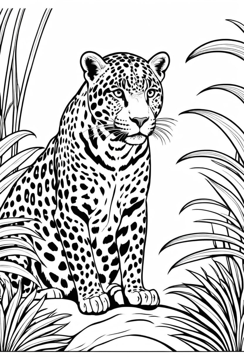 Jaguar in the Wild — free printable coloring page to download and print