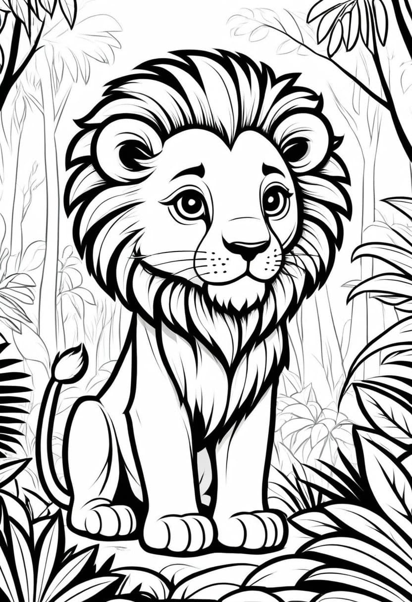 Jungle Lion — free printable coloring page to download and print