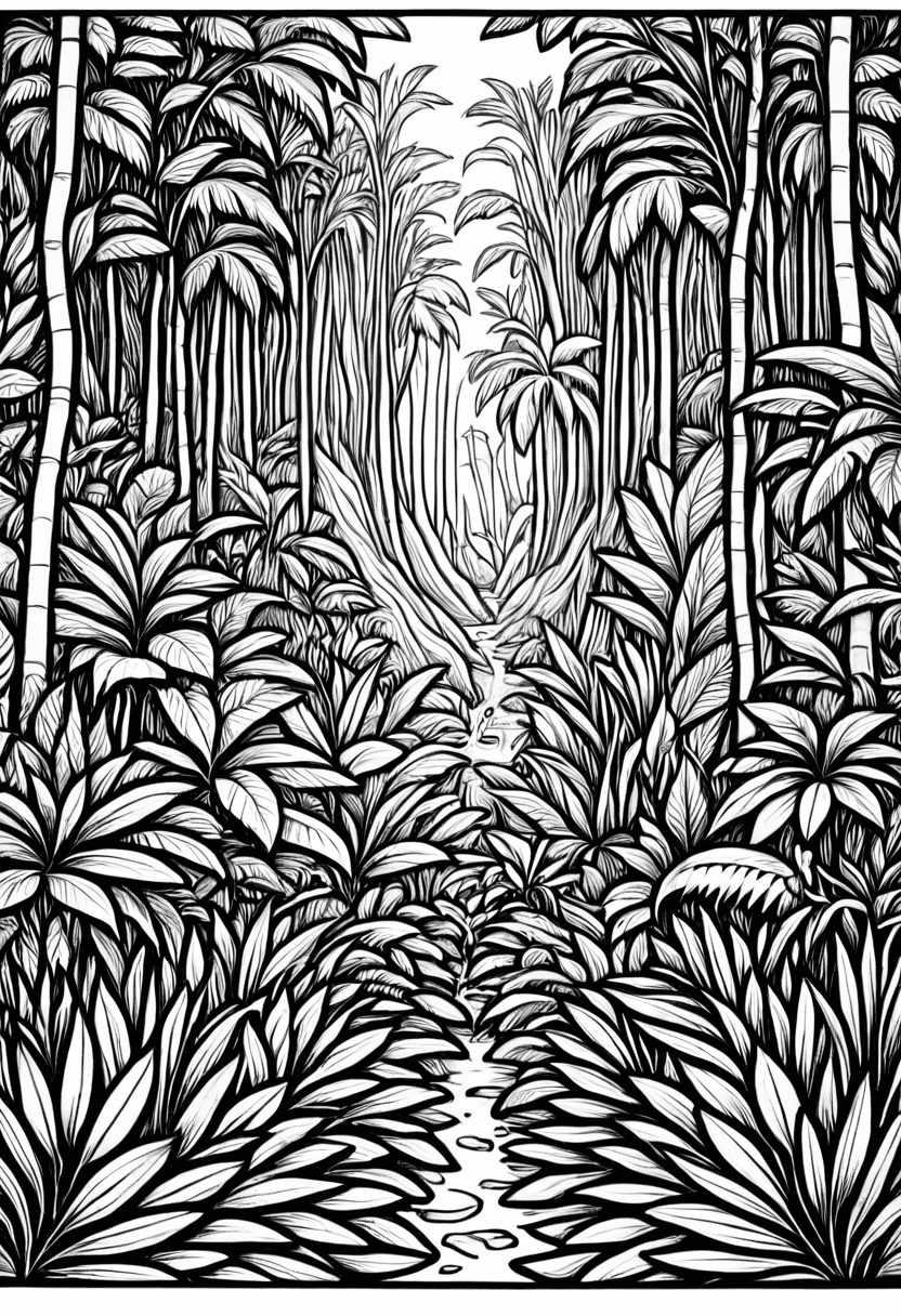 Jungle Trail — free printable coloring page to download and print