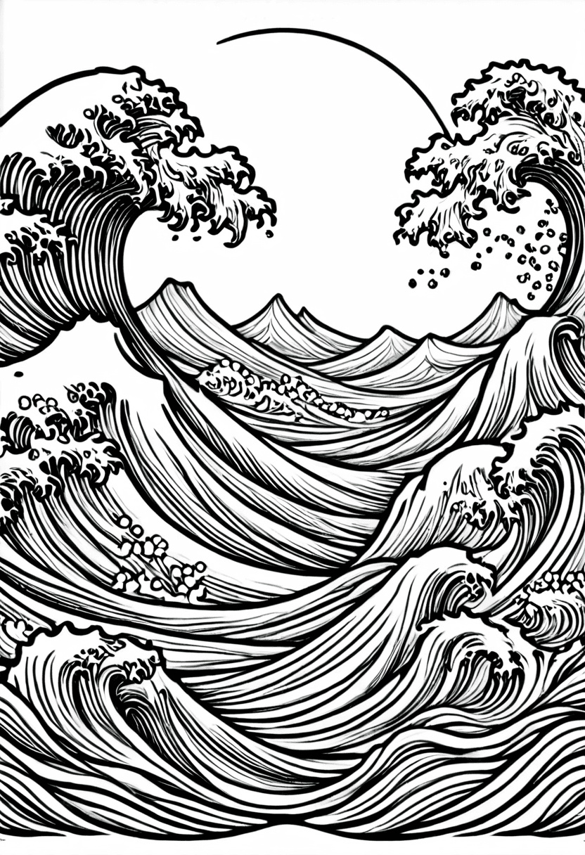 Katsushika Hokusais Wave — free printable coloring page to download and print
