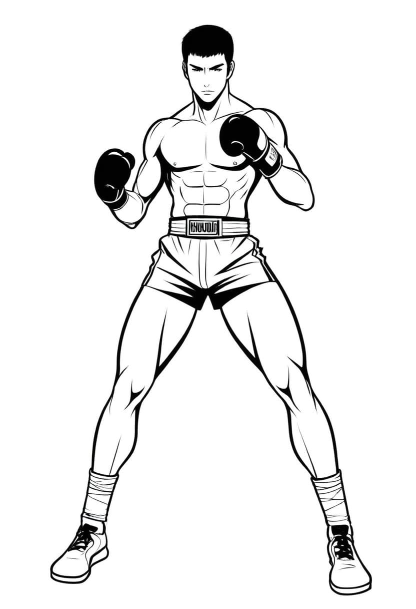 Kickboxer Training Artwork — free printable coloring page to download and print