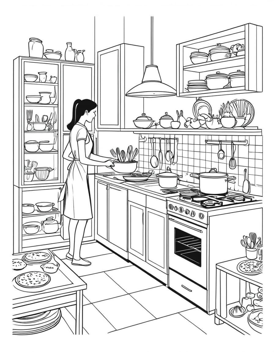 Kitchen Chaos: Fall Festivities — free printable coloring page to download and print