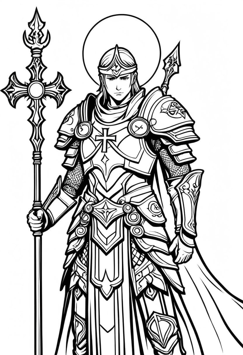 Knight Healer at Battlefield Aftermath — free printable coloring page to download and print