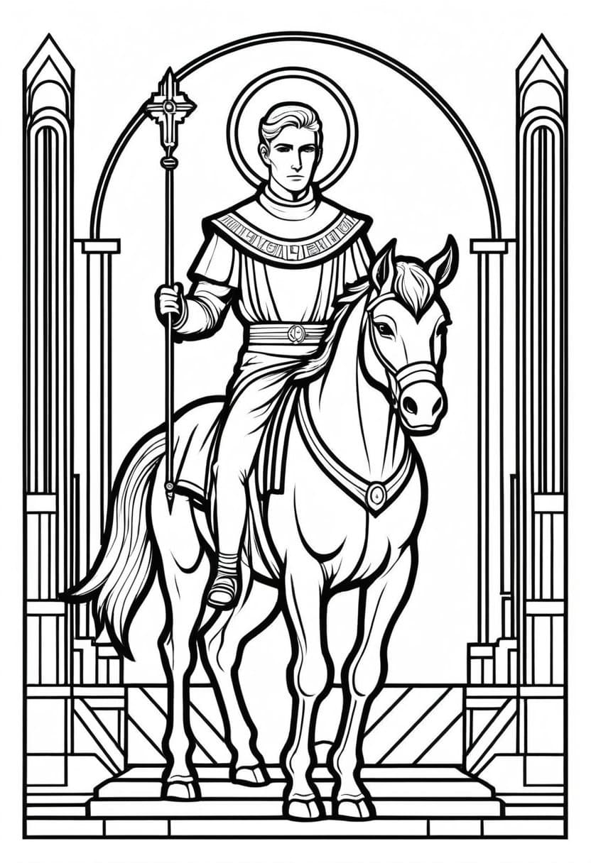 Knight on Horse — free printable coloring page to download and print