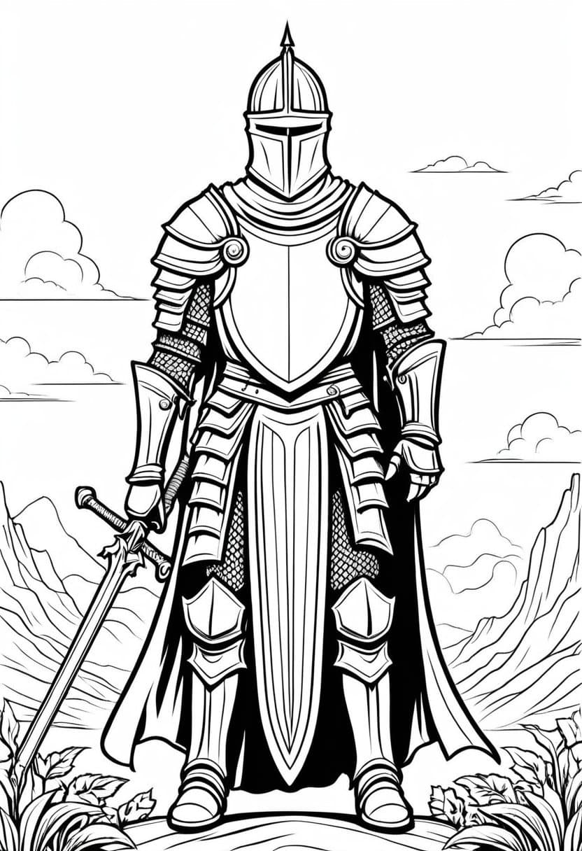 Knightly Challenge — free printable coloring page to download and print
