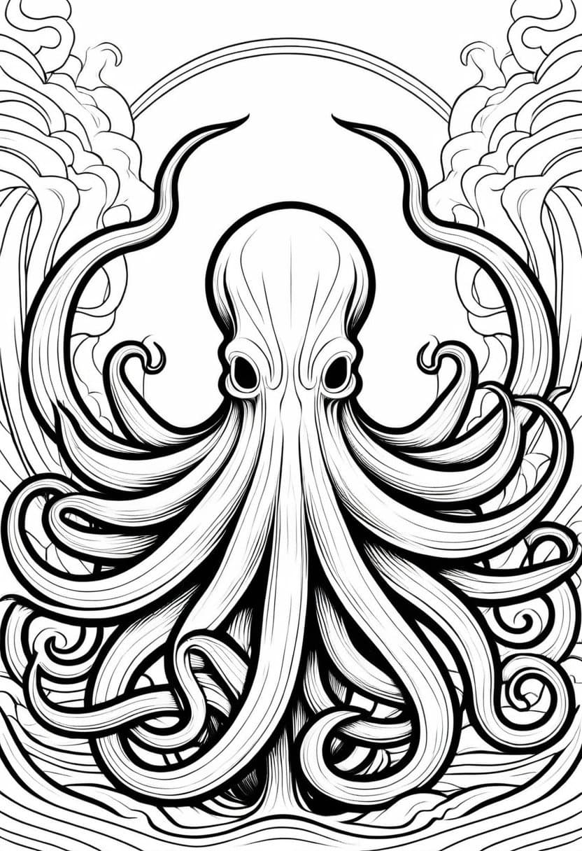 Kraken Dancer Sketches — free printable coloring page to download and print