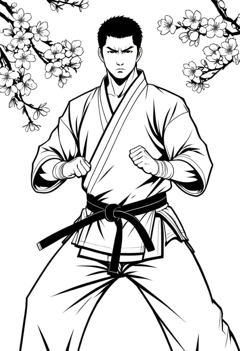 Kung Fu Master Stance — free printable coloring page to download and print