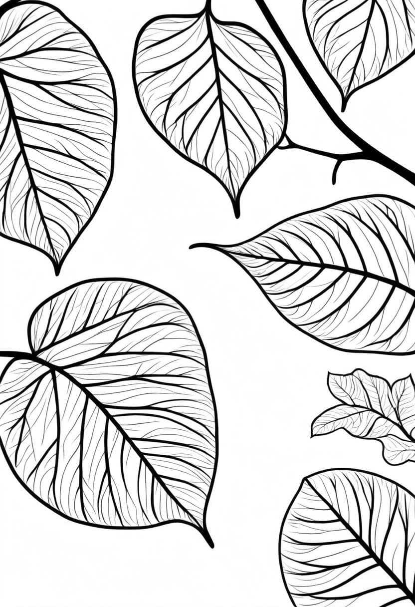 Leaf Patterns for — free printable coloring page to download and print