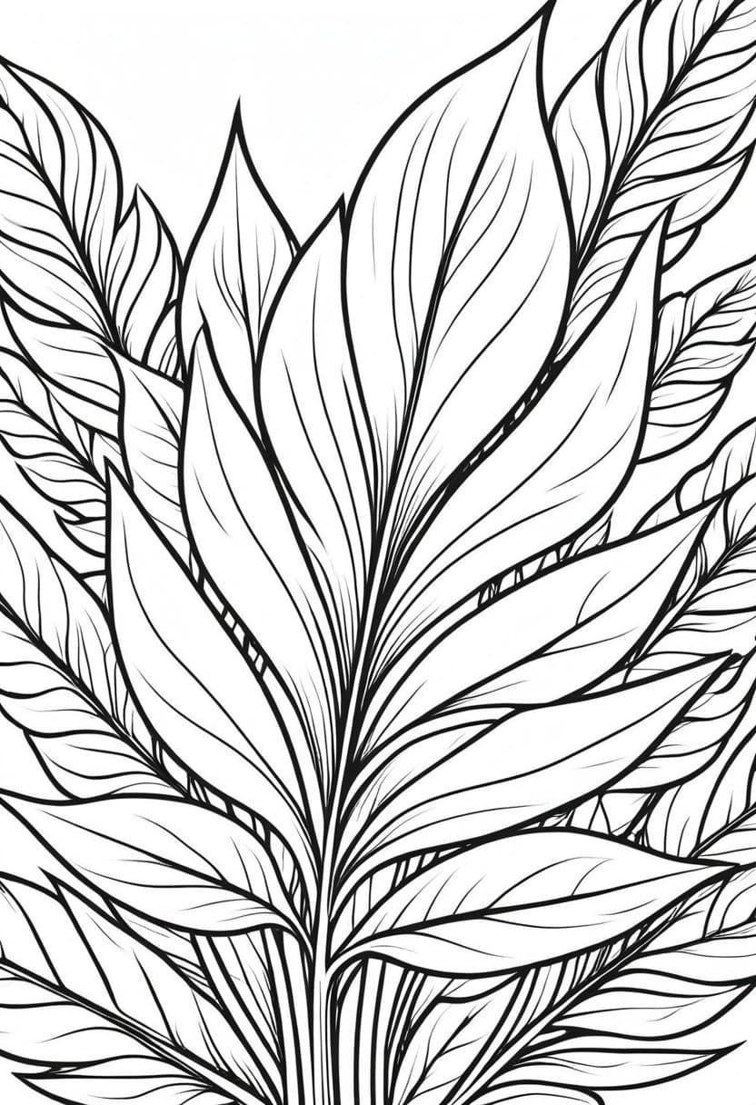 Leafy Greenery for — free printable coloring page to download and print